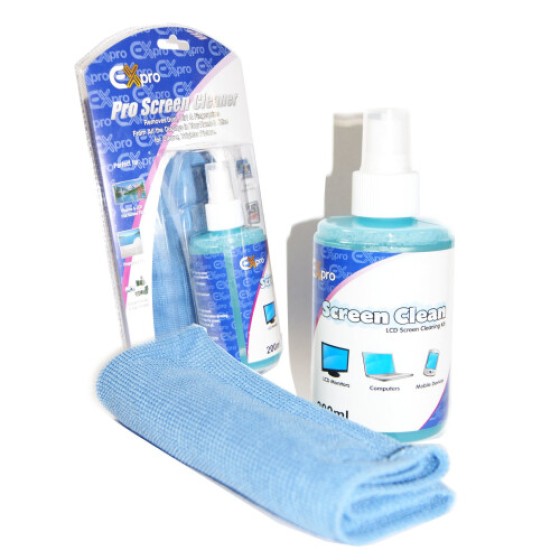 Cairan pembersih layar LCD, TFT, LED TV, laptop, plasma profesional 200ml dengan kain pembersih gratis.